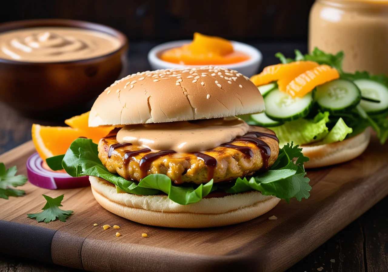 Chicken Burger with Satay Sauce