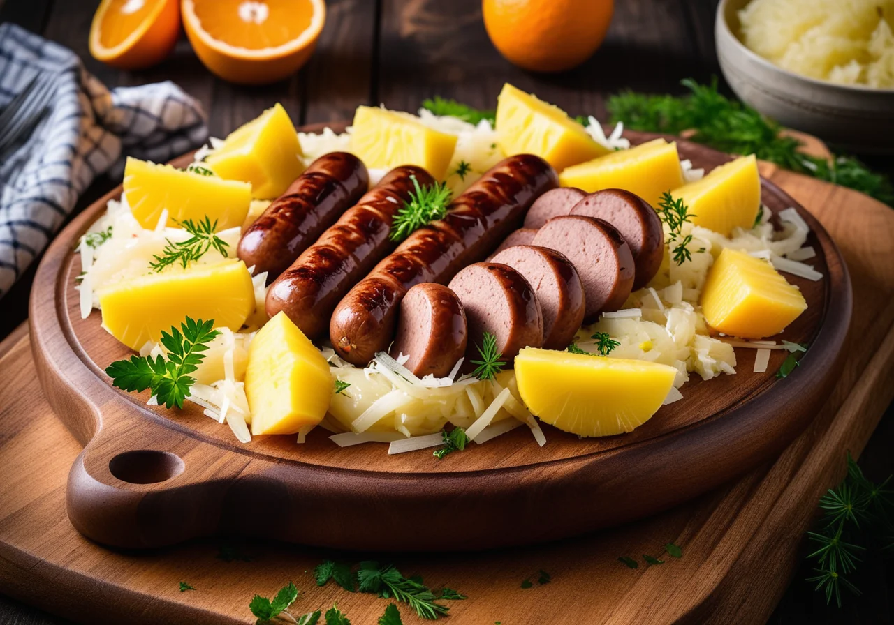 Sauerkraut with Pineapple and Poultry Sausage