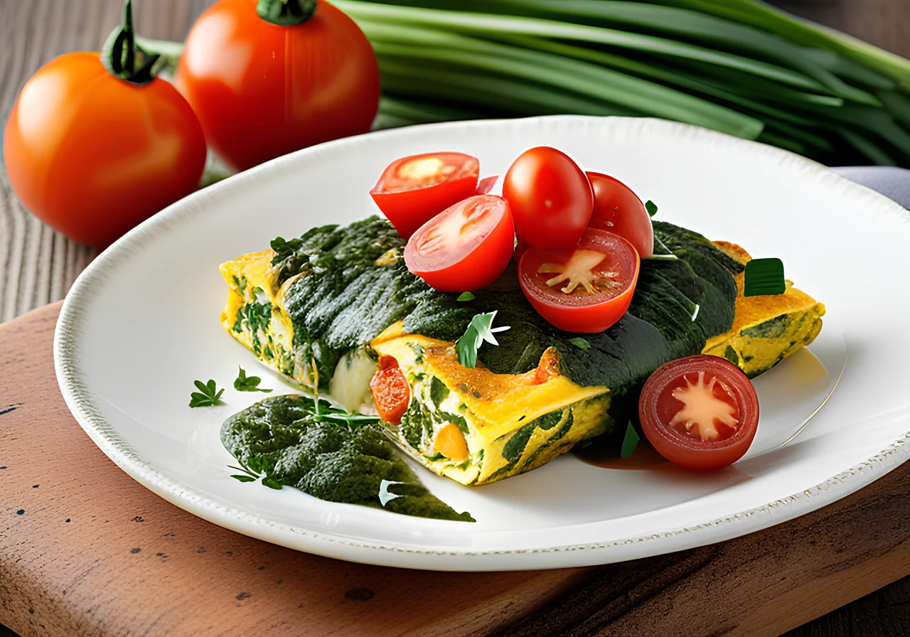 Spinach Omelette with Tomatoes