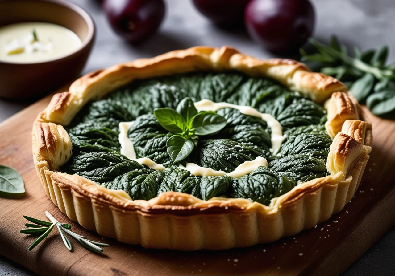 Spicy Puff Pastry Cake with Feta and Spinach