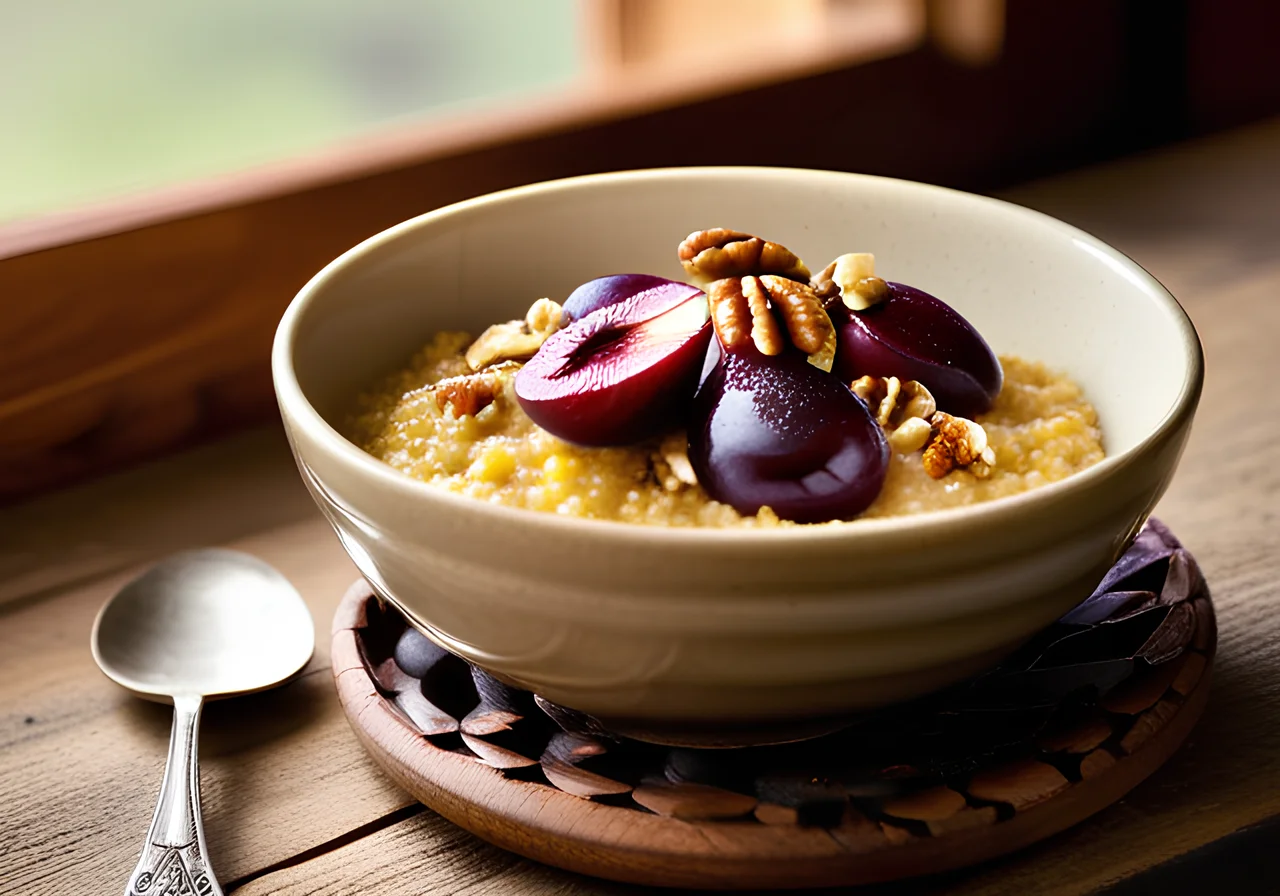 Millet Porridge with Fruit and Walnuts