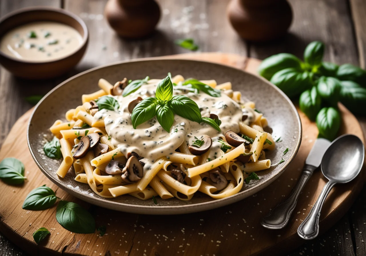 Pasta with Mushroom Cream Sauce