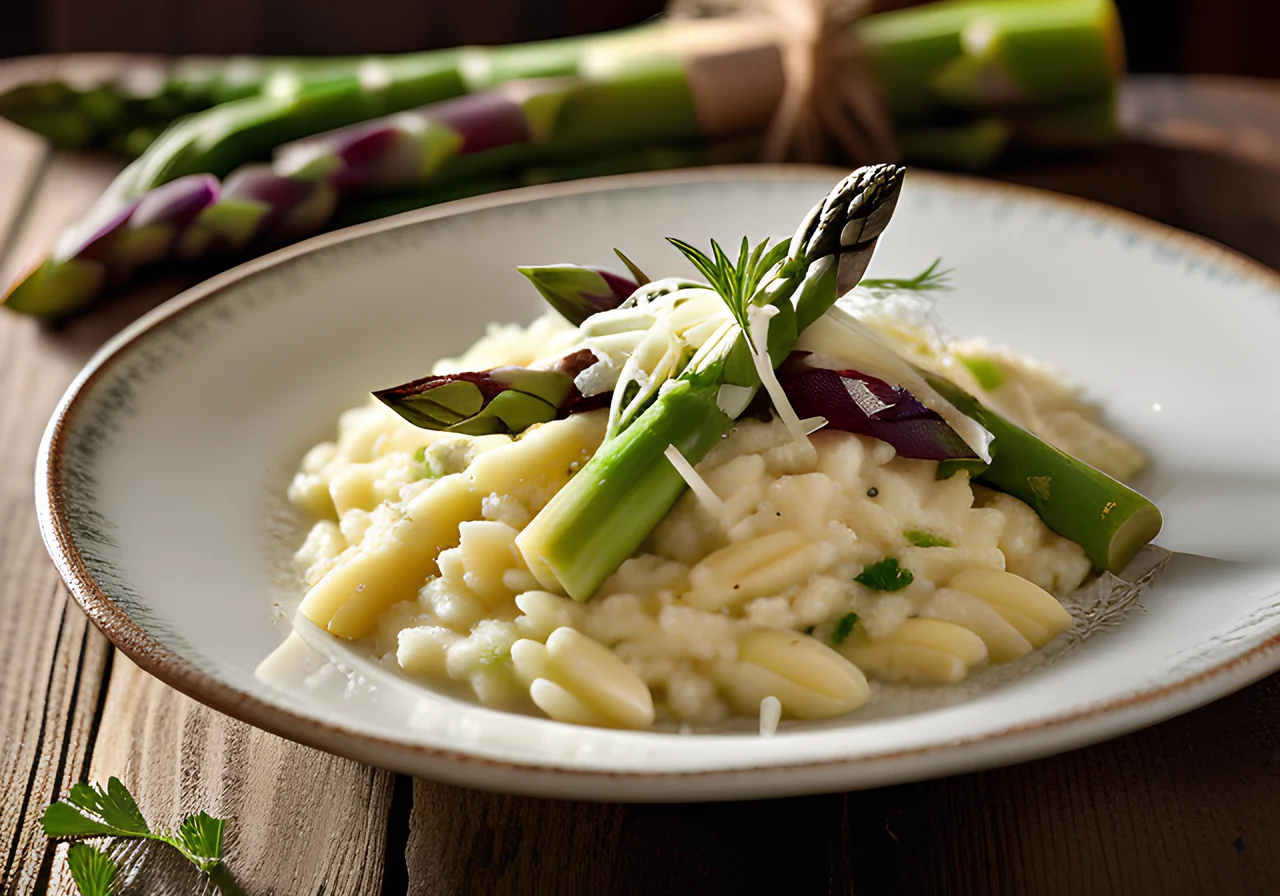 Risotto with Two Kinds of Asparagus (White, Green)