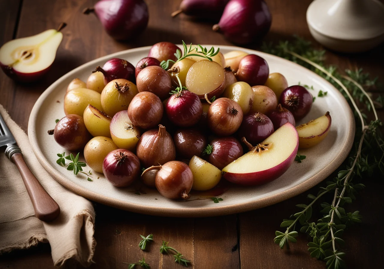 Small Sausages with Pears and Onions