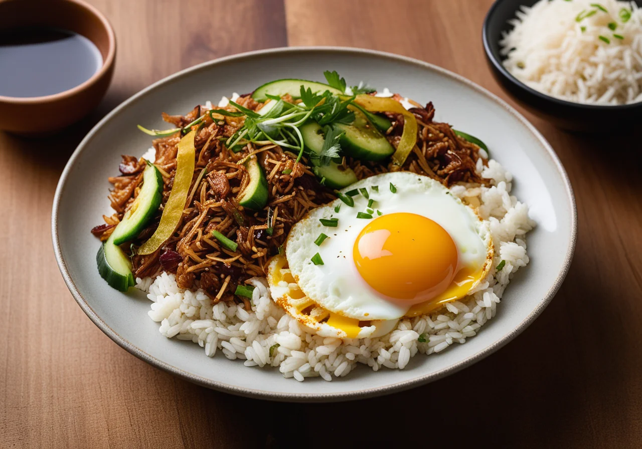 Asian Rice Stir-fry with Shrimp and Fried Egg