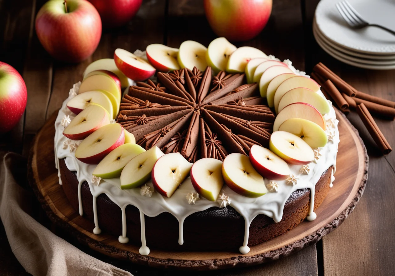 Star-shaped spice cake with apple cream