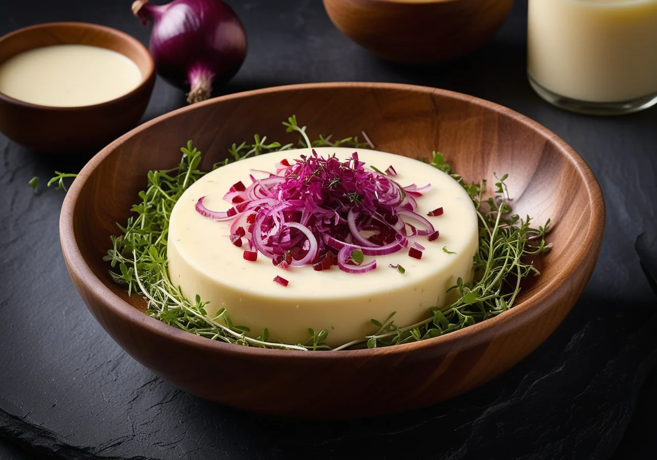 Handkäse marinated with onions and caraway