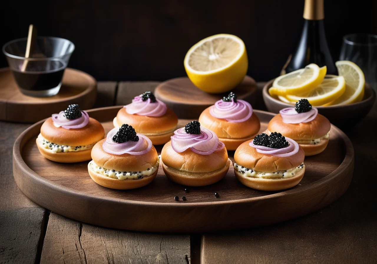 Salmon Buns with Caviar Norwegian Style