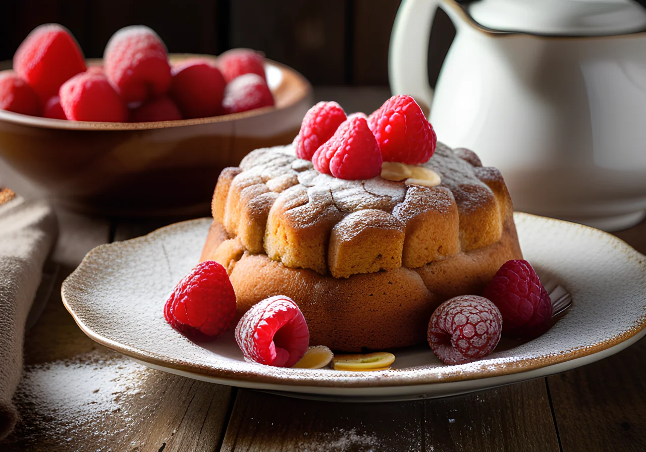 Raspberry Tea Cake with Bananas