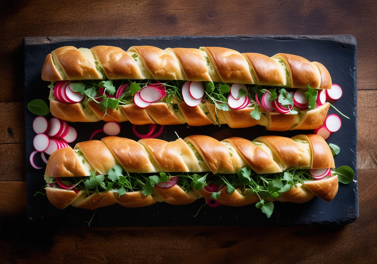 Strudel with Deer on Radish Salad