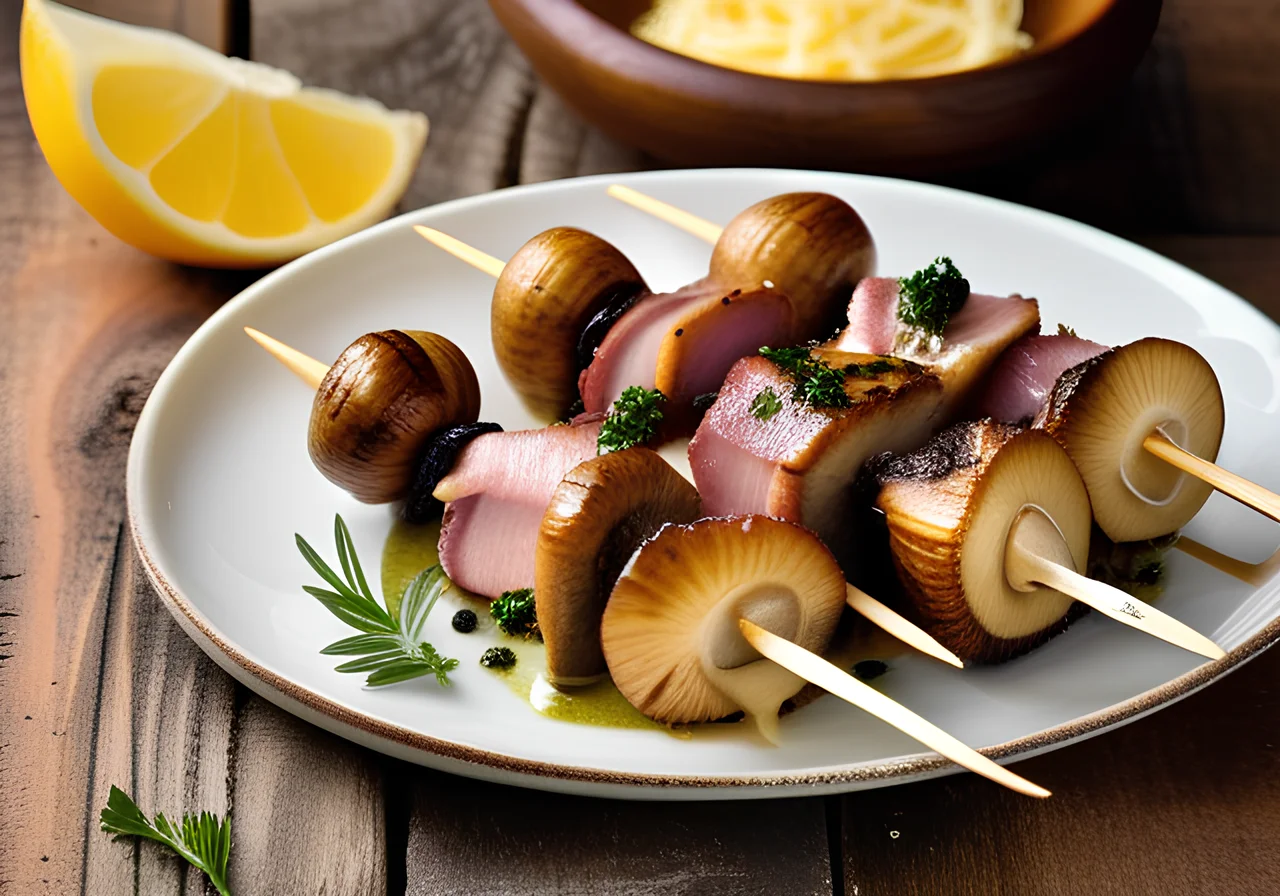 Champignon-Basilisk Mushroom Skewers