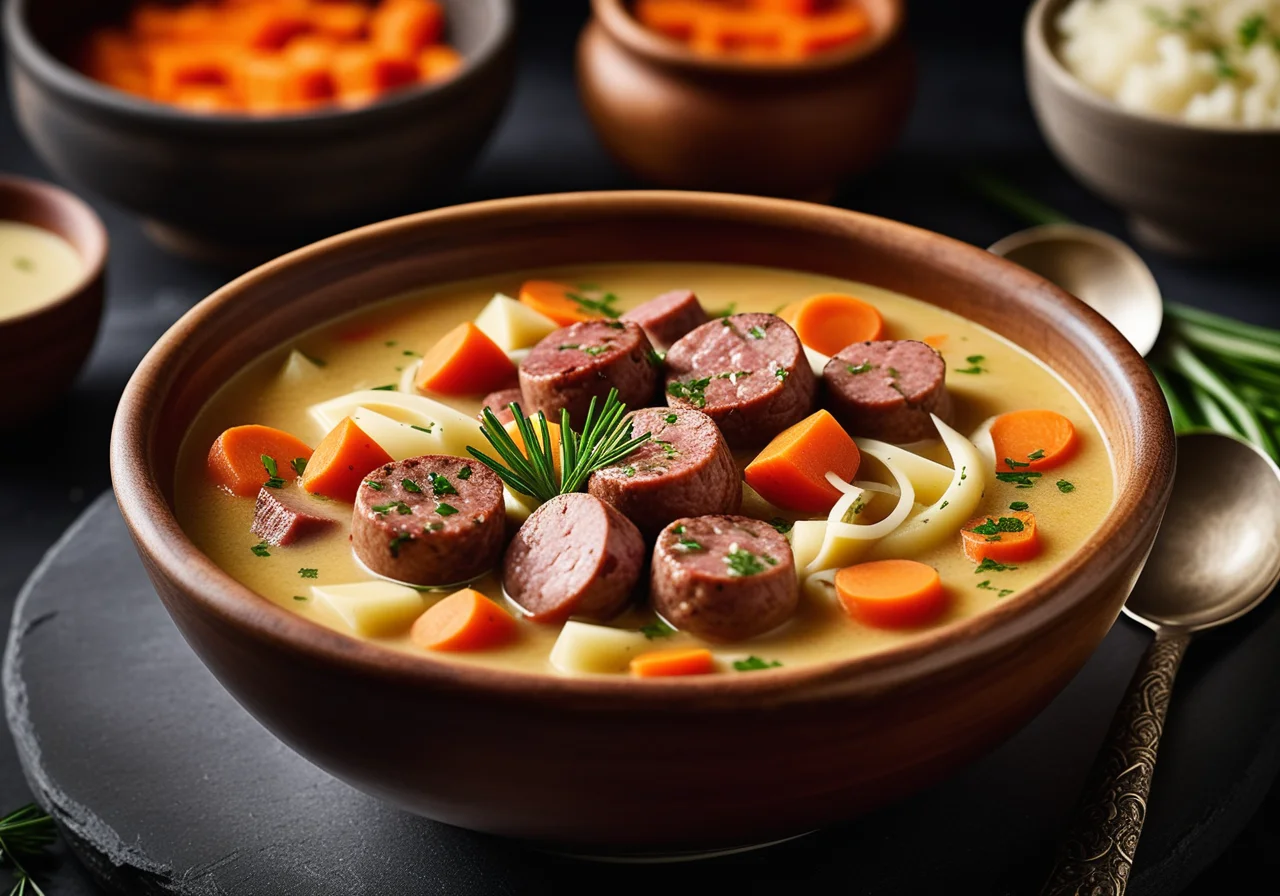 Hearty Vegetable Soup with Garlic Sausage