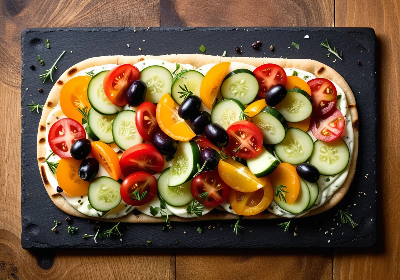 Vegetable Salad on Flatbread