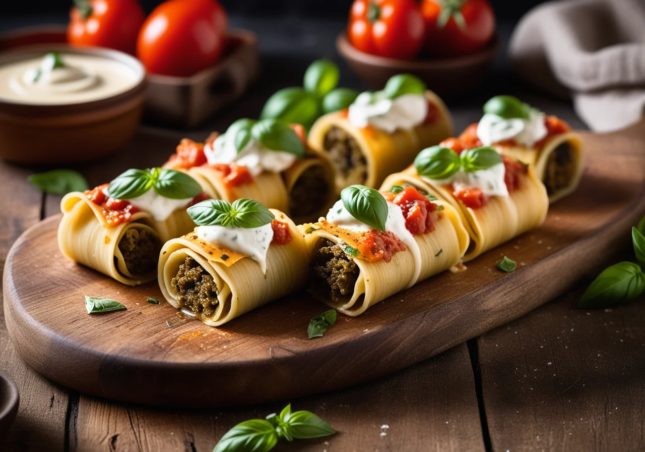 Pasta Rolls with Ground Lamb Filling