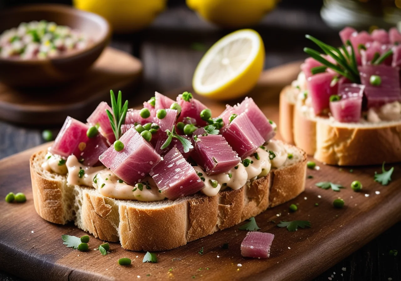 Tuna Tartare on White Bread