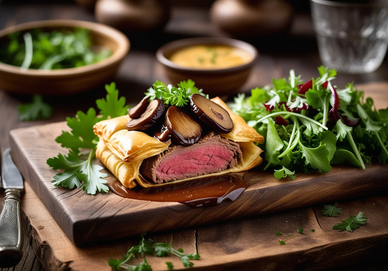 Beef Fillet Wrapped in Mushroom Puff Pastry