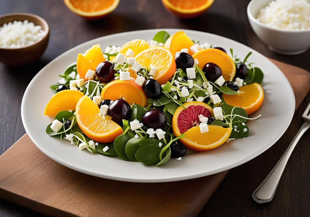 Feta Orange and Soybean Sprout Salad
