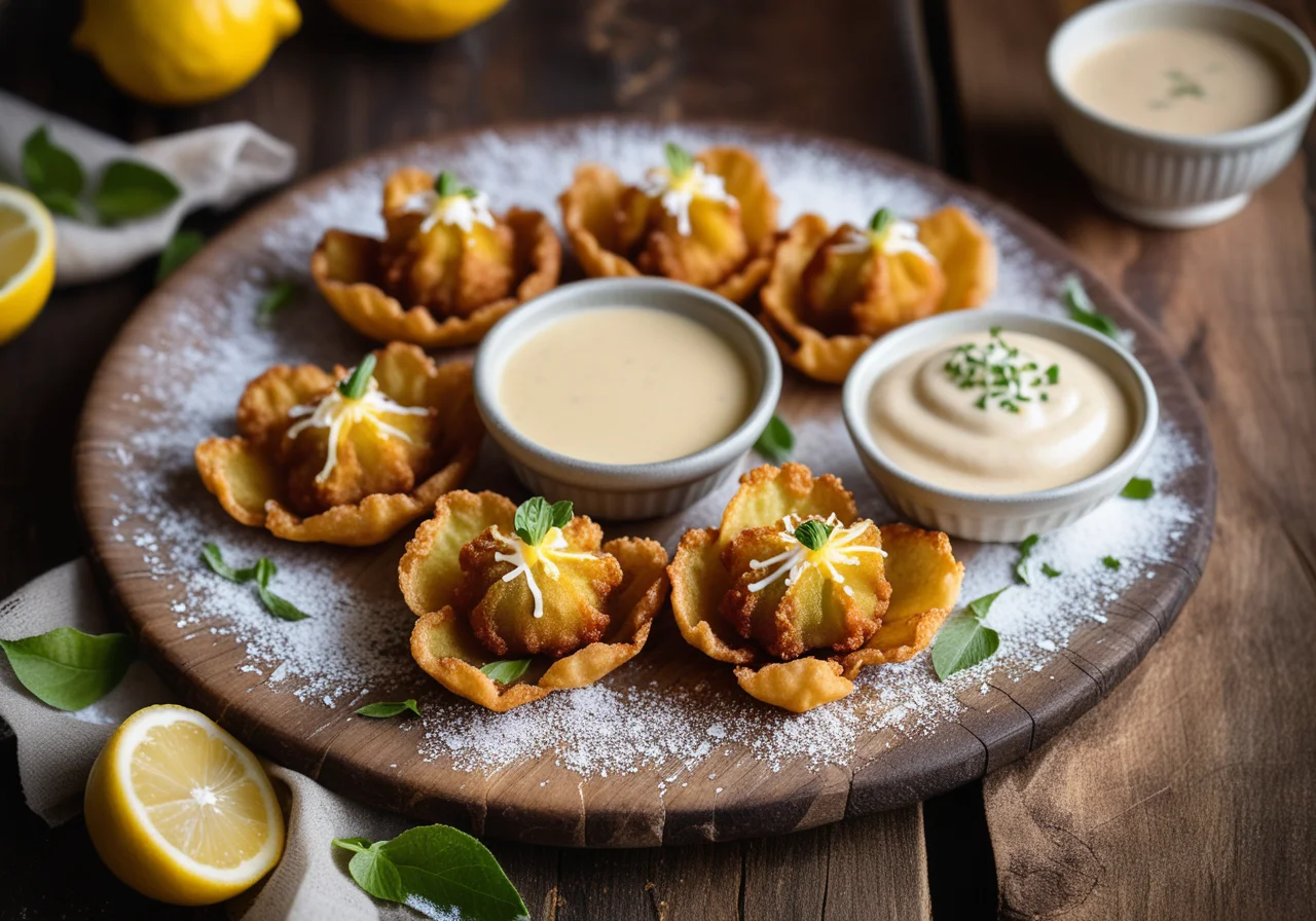 Lemon Sauce with Zucchini Blossoms