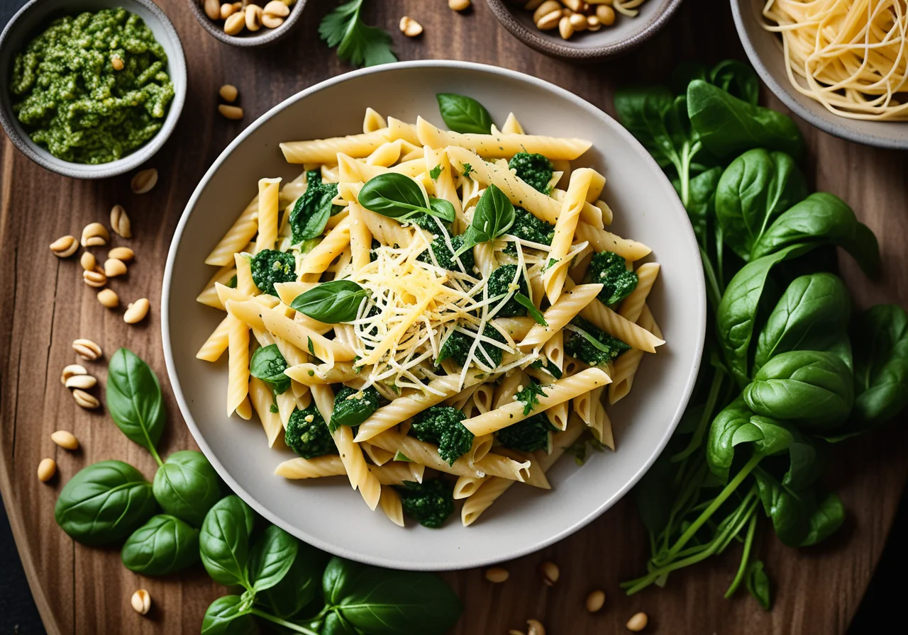 Pasta with Spinach and Cheese