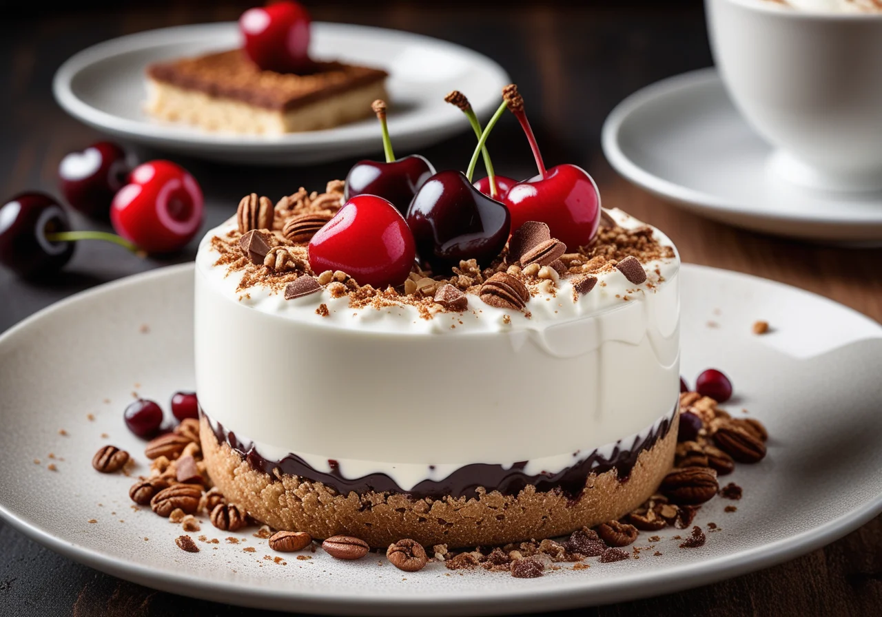 Quarkcream with Rye Bread and Cherries