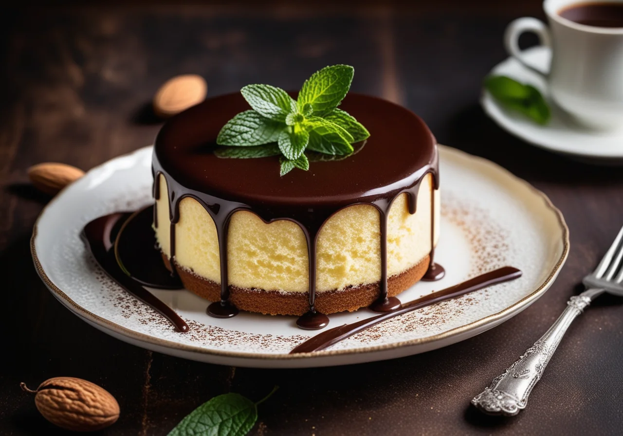 French Almond Sponge Cake with Chocolate Glaze