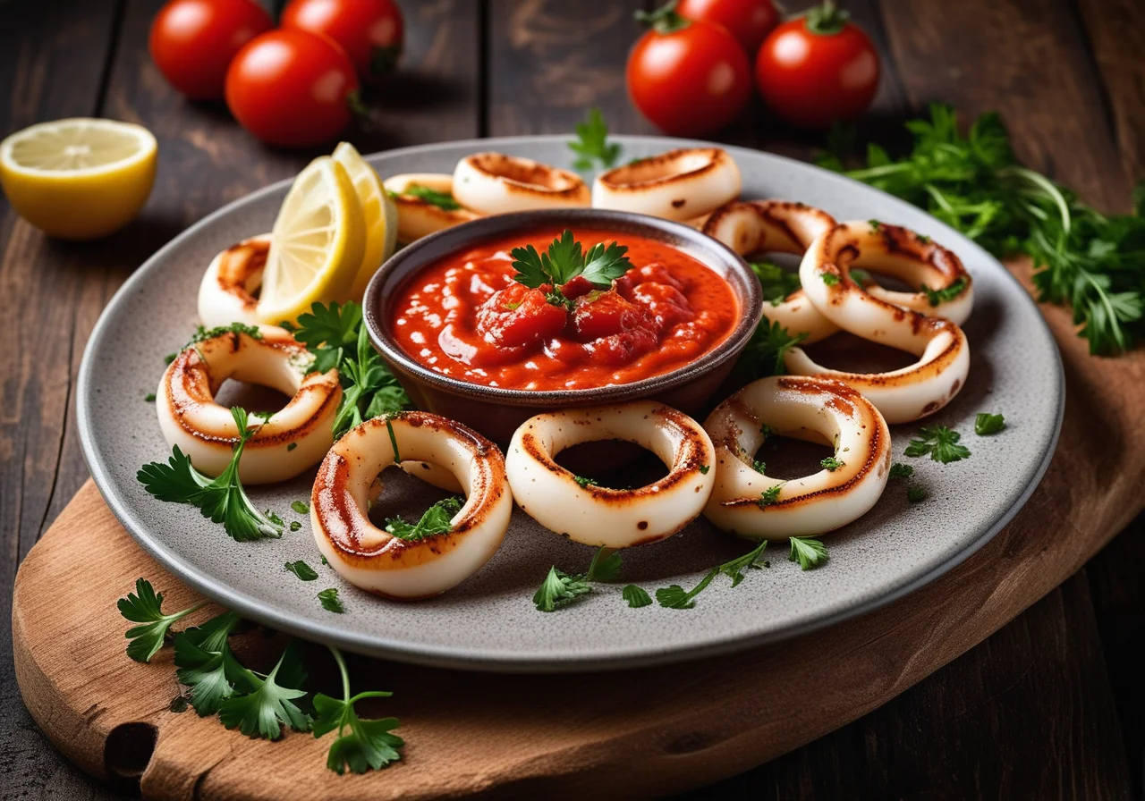 Grilled Squid with Tomatoes