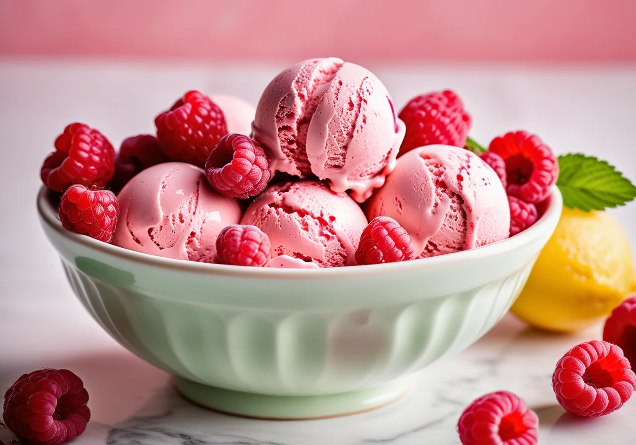 Raspberry Lavender Honey Ice Cream