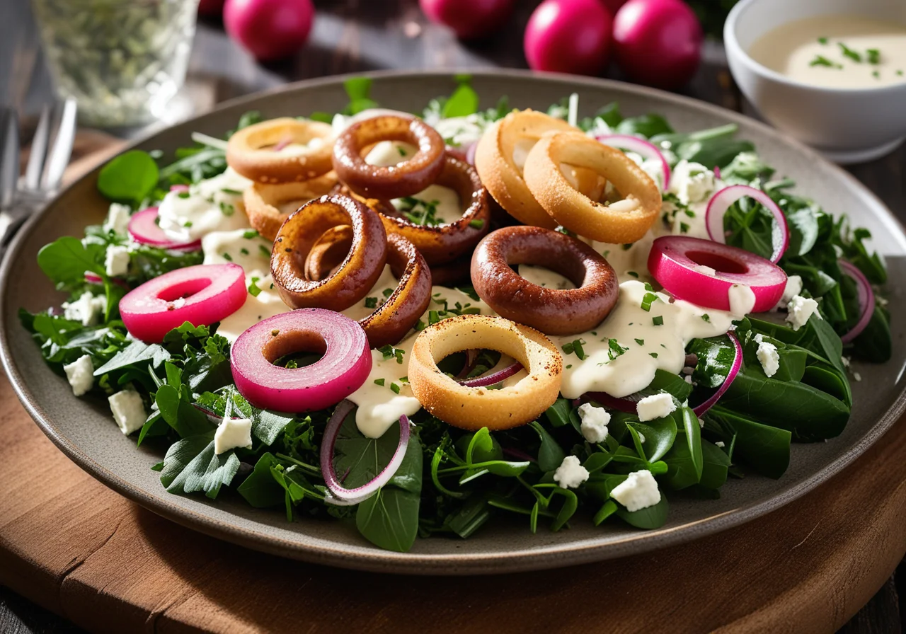 Sausage Salad with Cheese, Radishes and Onions