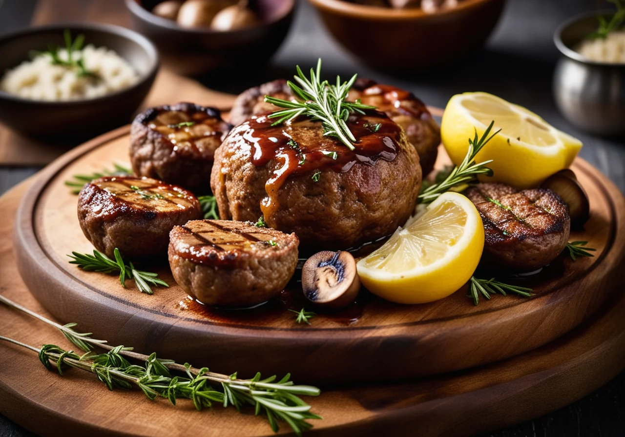 Grilled Meatball with Vegetable Side