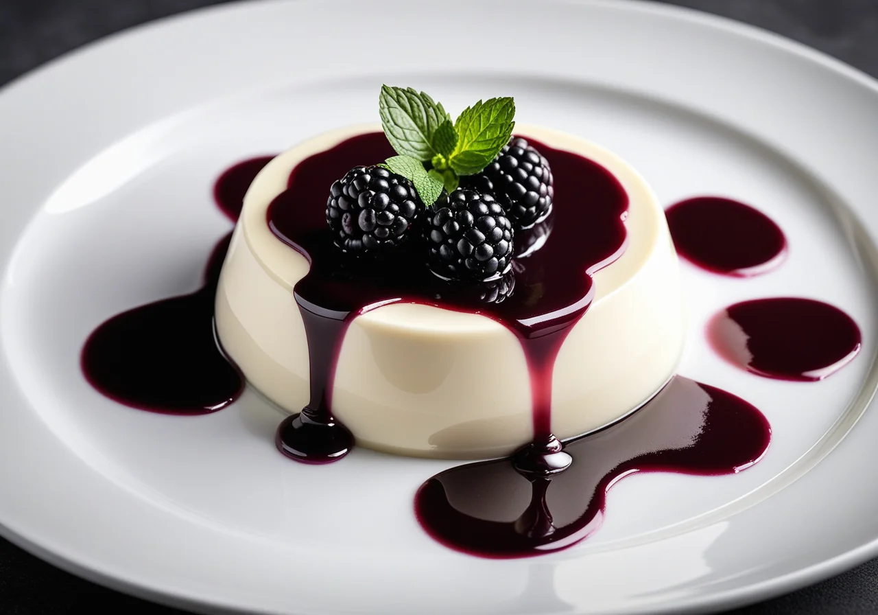 Panna cotta with blackberry sauce