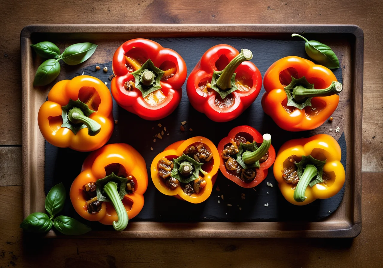 Paprika with Tomato-Cheese Filling