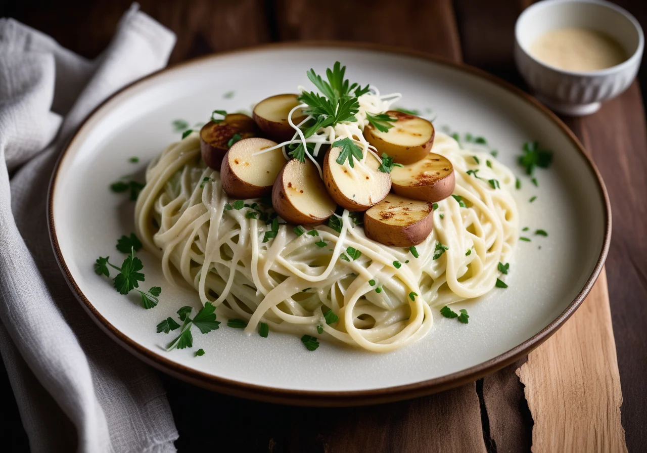 Potato Noodles with White Cabbage Cream Sauce