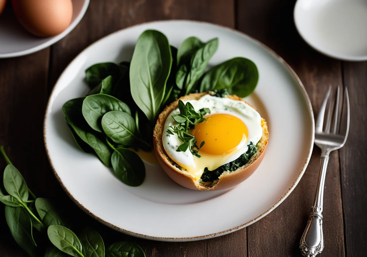 Baked Egg with Spinach