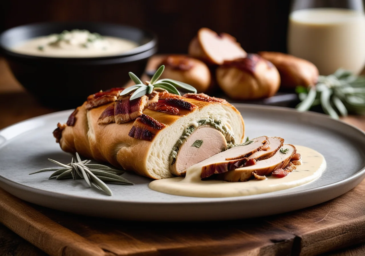 Chicken breast stuffed with porcini and sage
