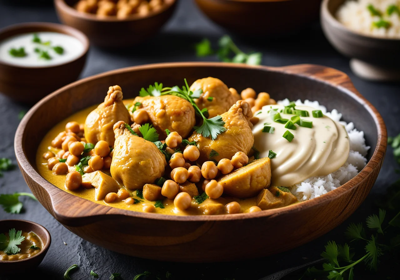 Yellow Curry with Chicken, Chickpeas and Coriander