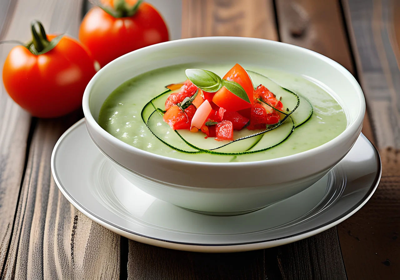 Cold Cucumber Soup with Basil and Sun-Dried Tomatoes