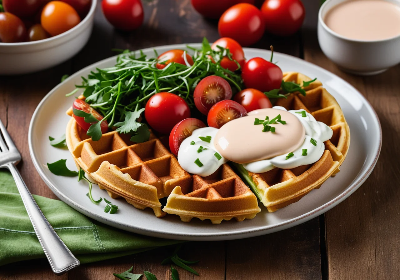 Potato waffles with turkey breast