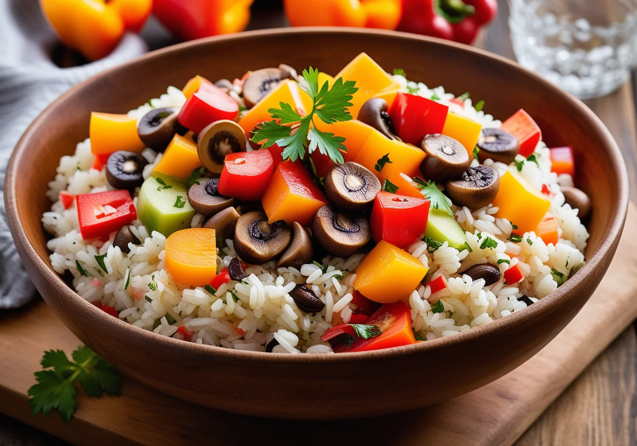 Fruitful Rice Salad with Mushrooms