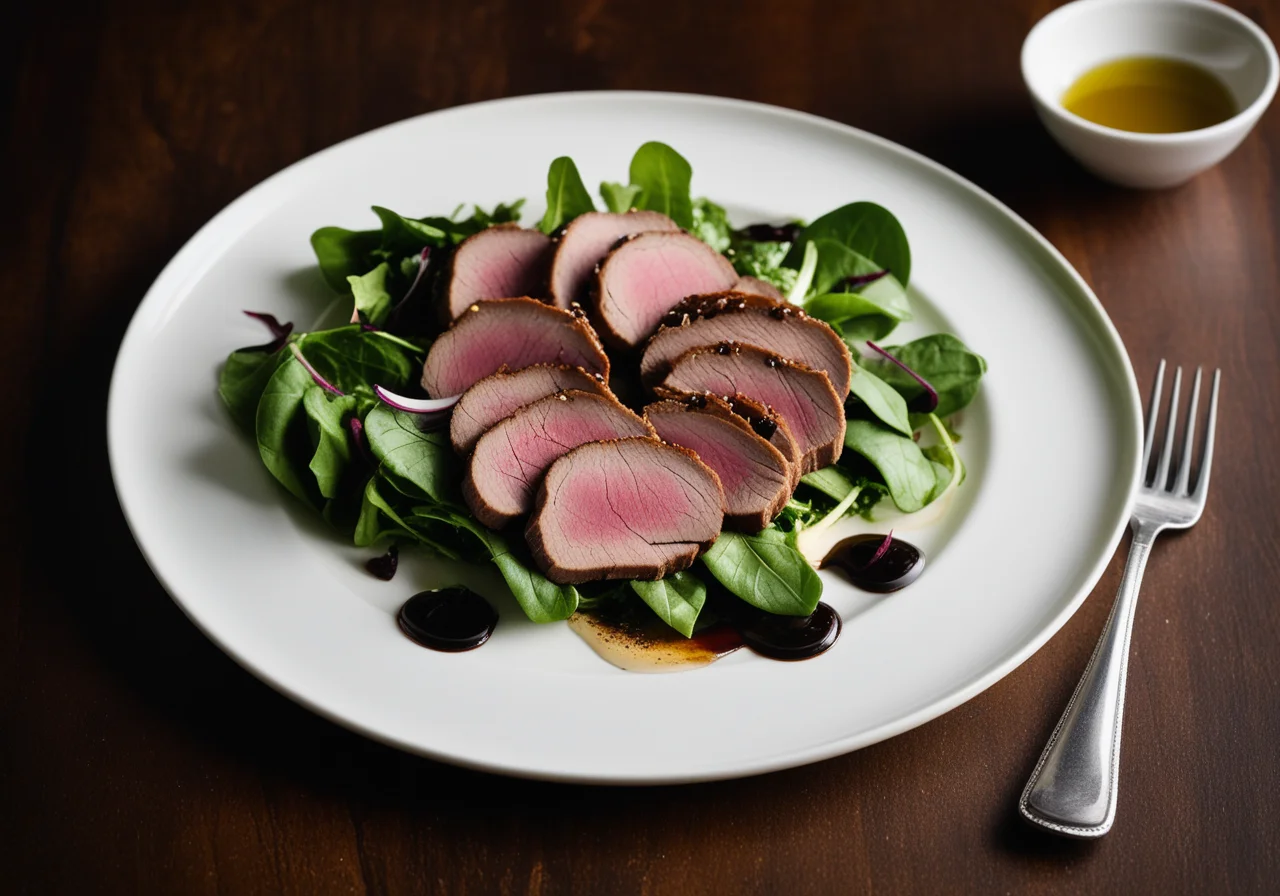 Veal Liver with Balsamic on Salad