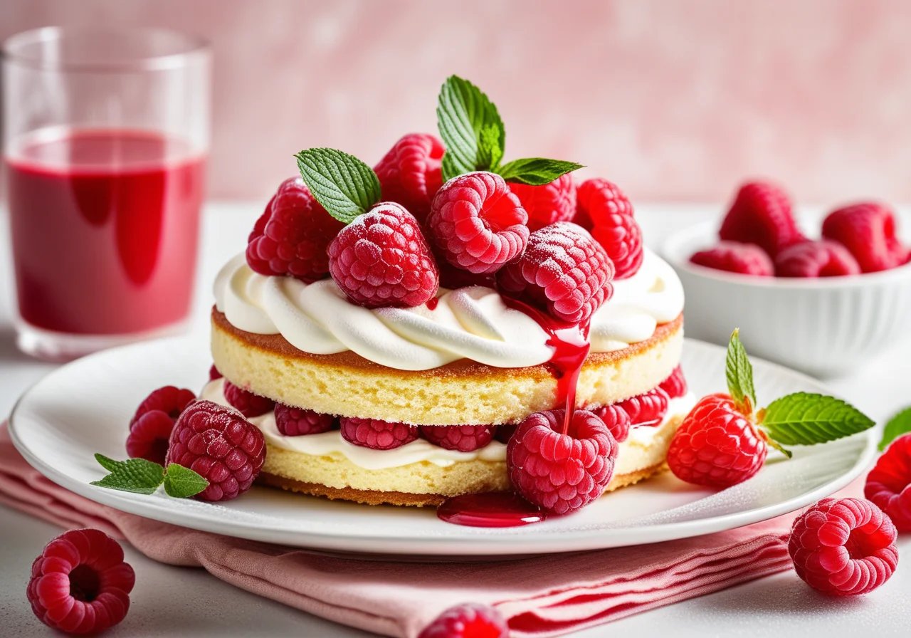 Raspberry Sponge Cake Layer Dessert