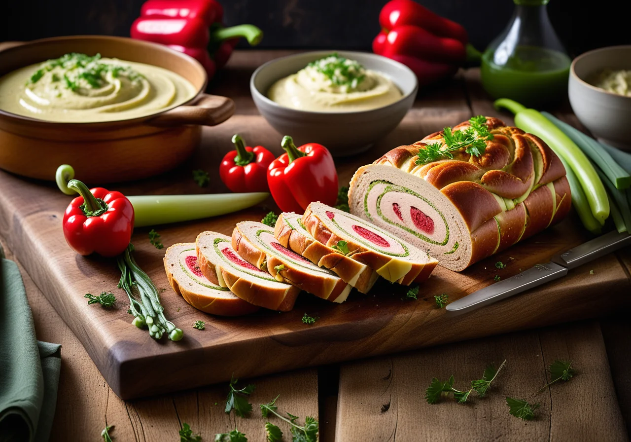 Turkey roulade with leek filling