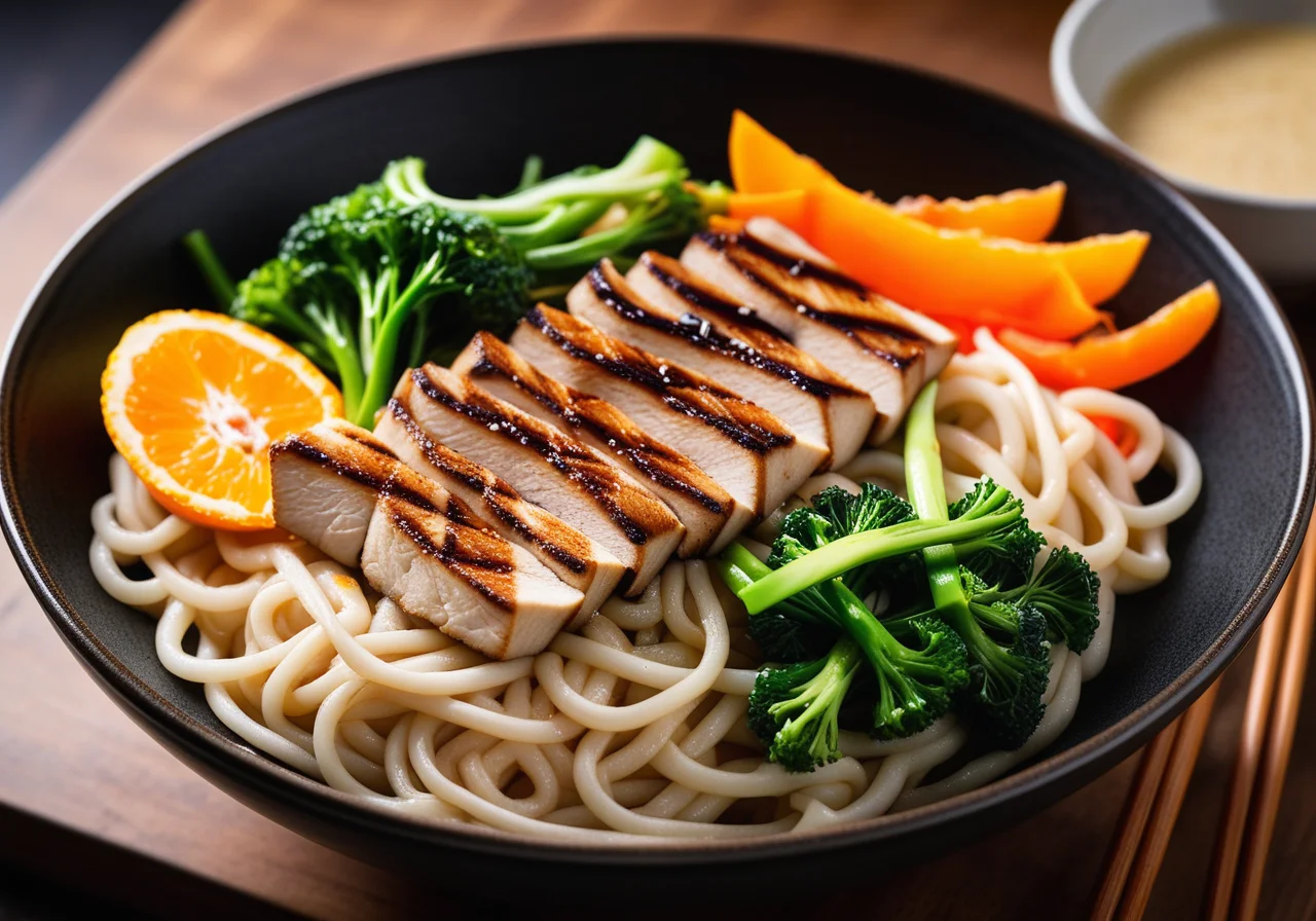 Asian Noodles with Bass, Broccoli, and Carrots