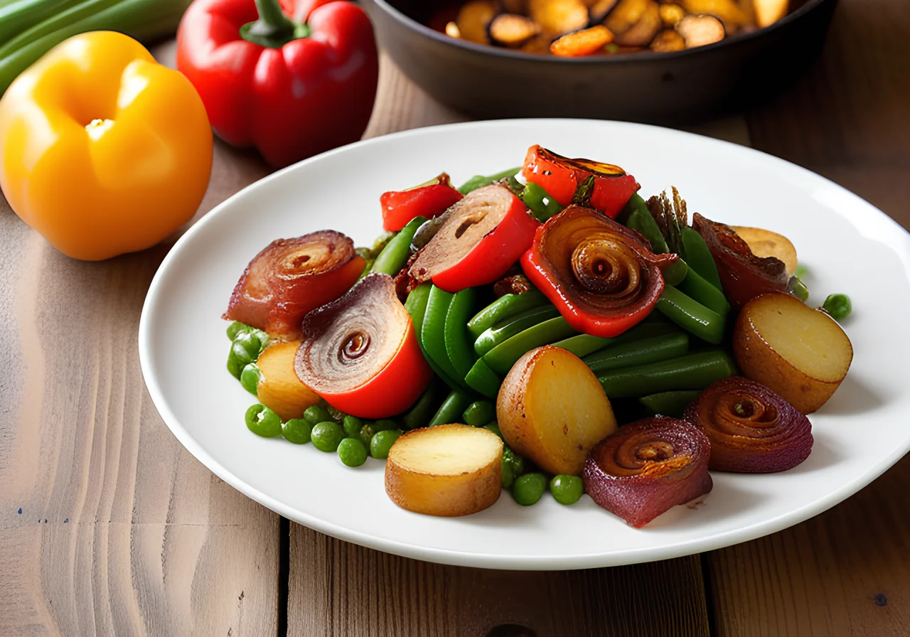 Pan‑fried Potatoes with Vegetables and Mushrooms