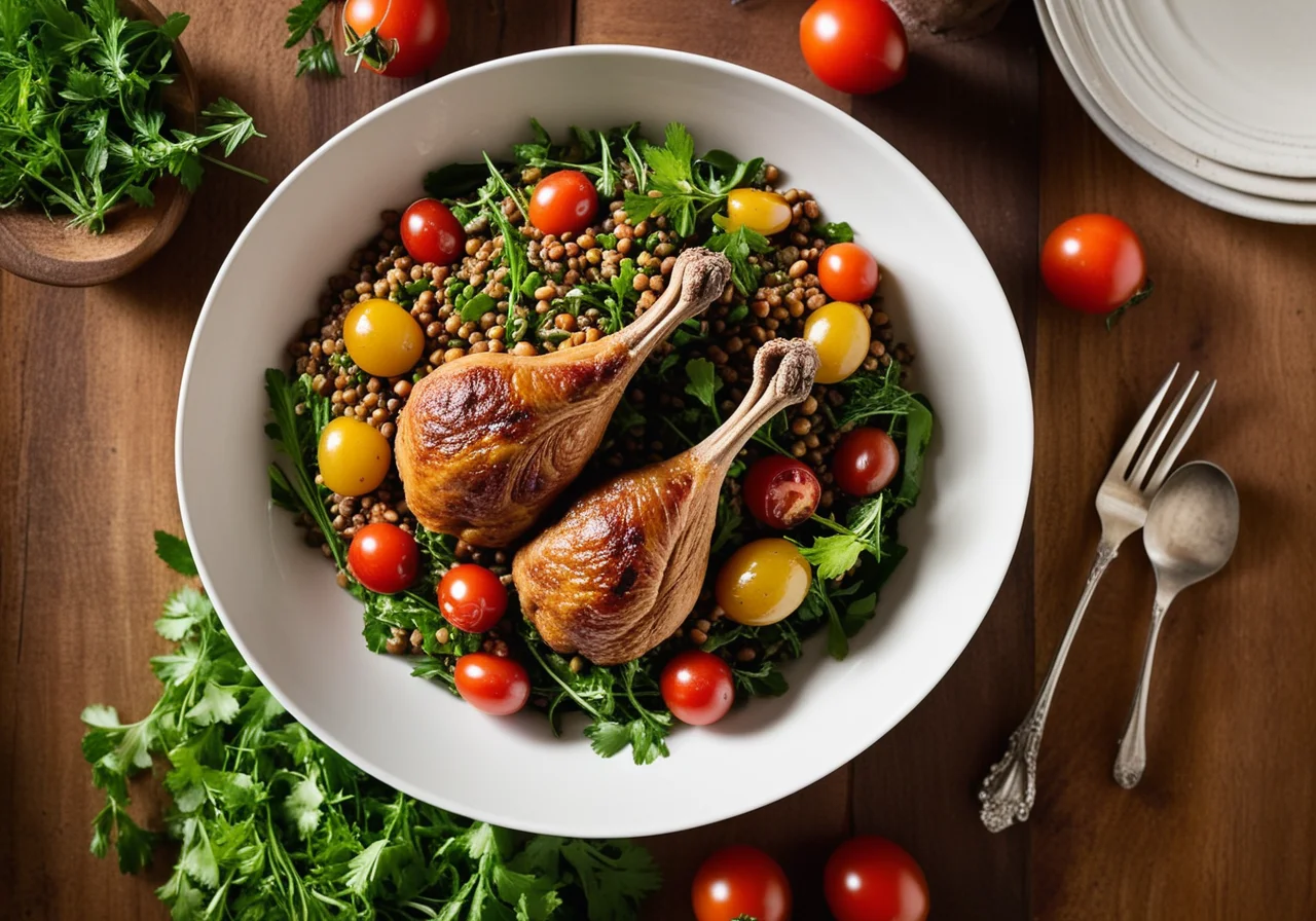 Pan‑fried Quail with Lentil Salad