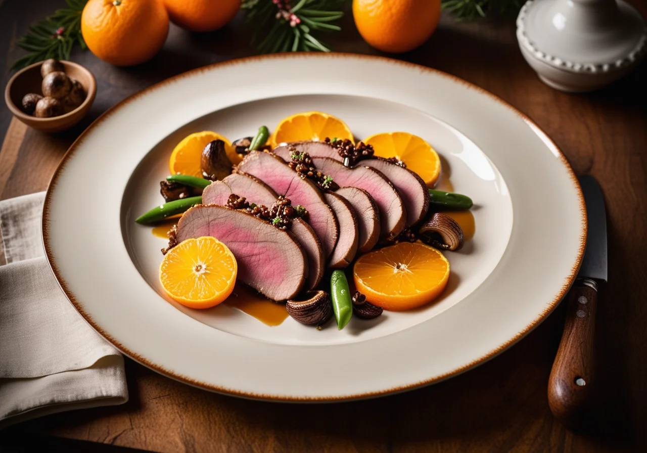 Orange Duck Breast with Mushrooms