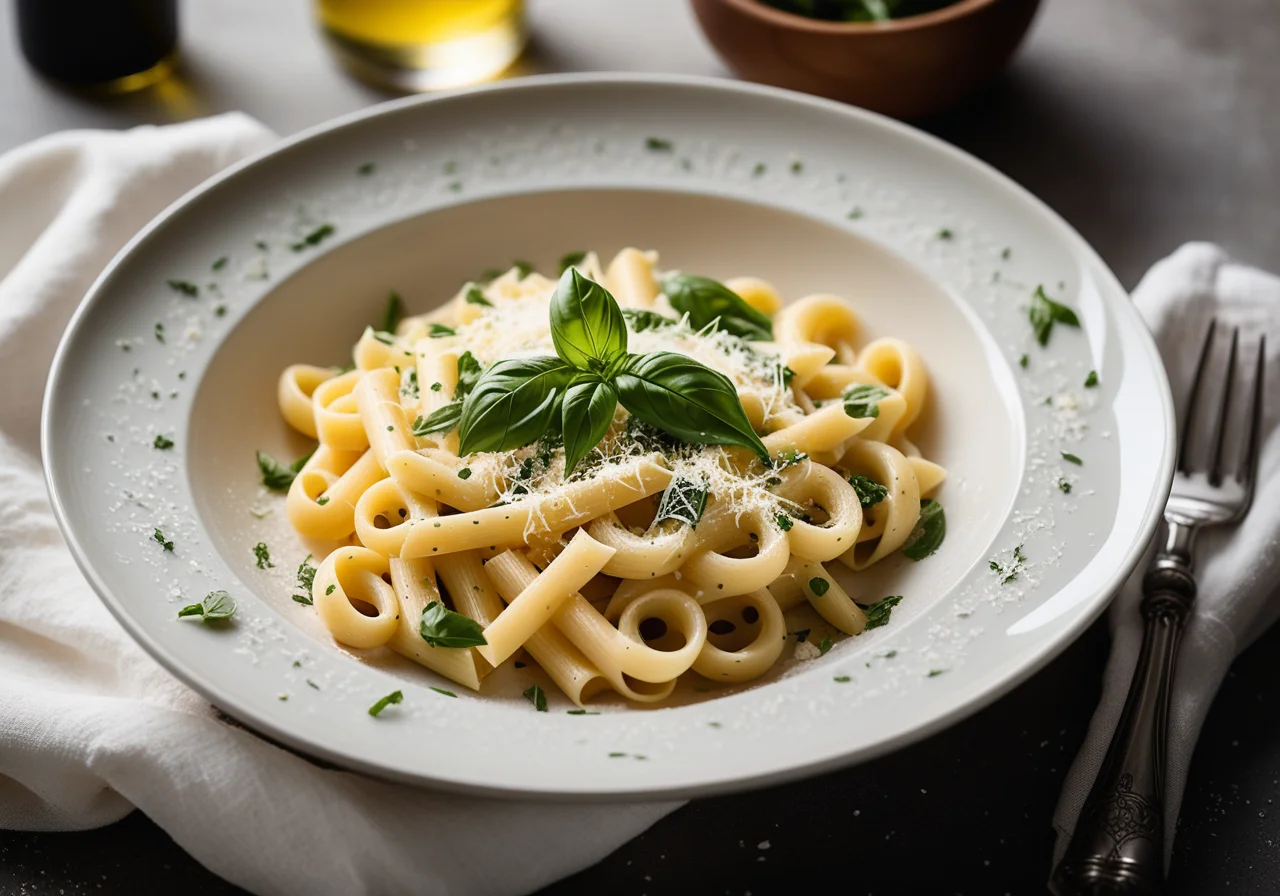Pasta with Cheese and Basil
