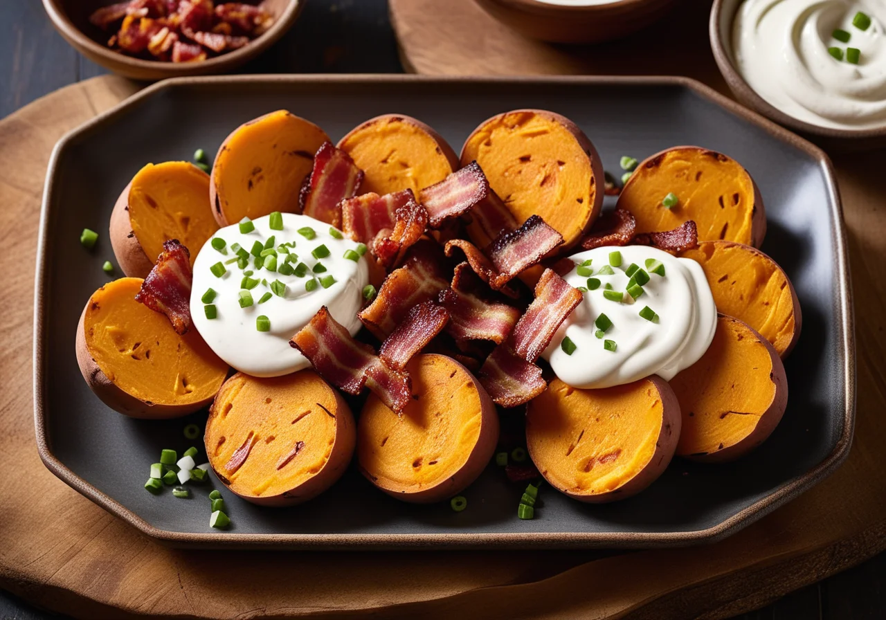 Baked Sweet Potatoes with Bacon and Sour Cream