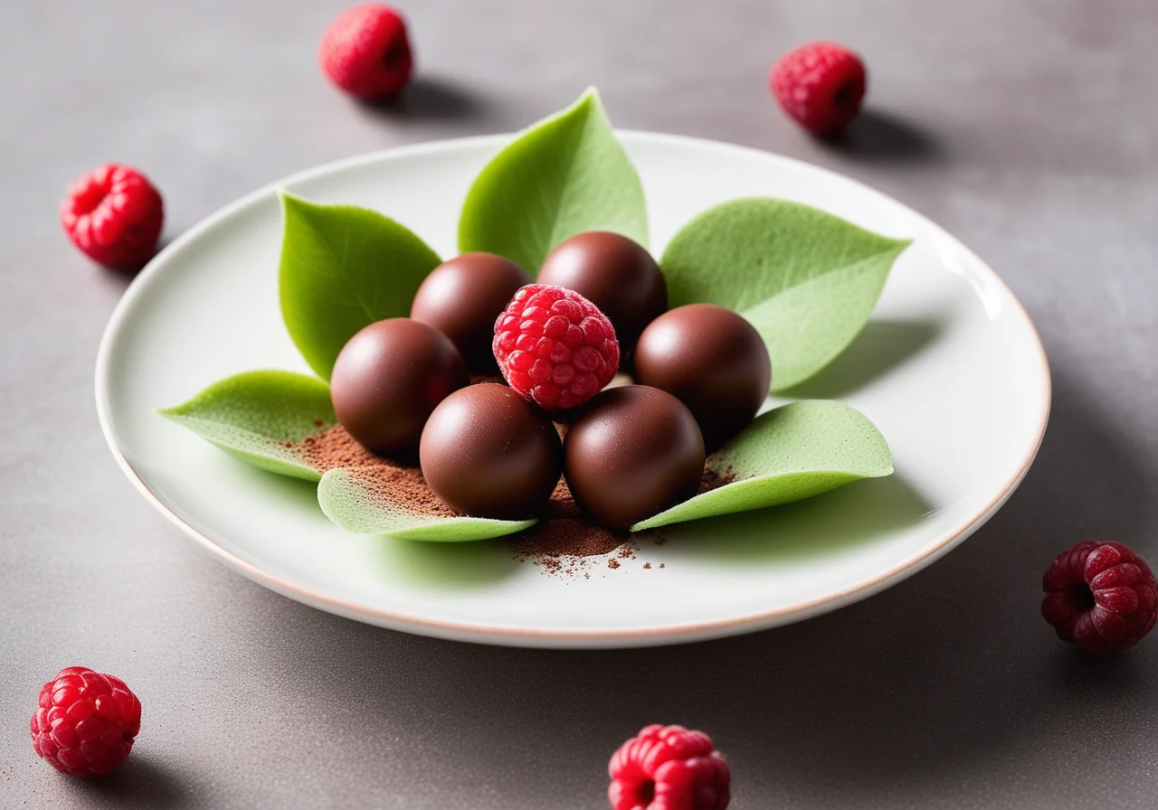 Chocolate Balls with Marzipan Decoration