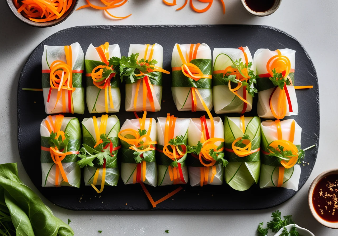Rice paper rolls with vegetable filling