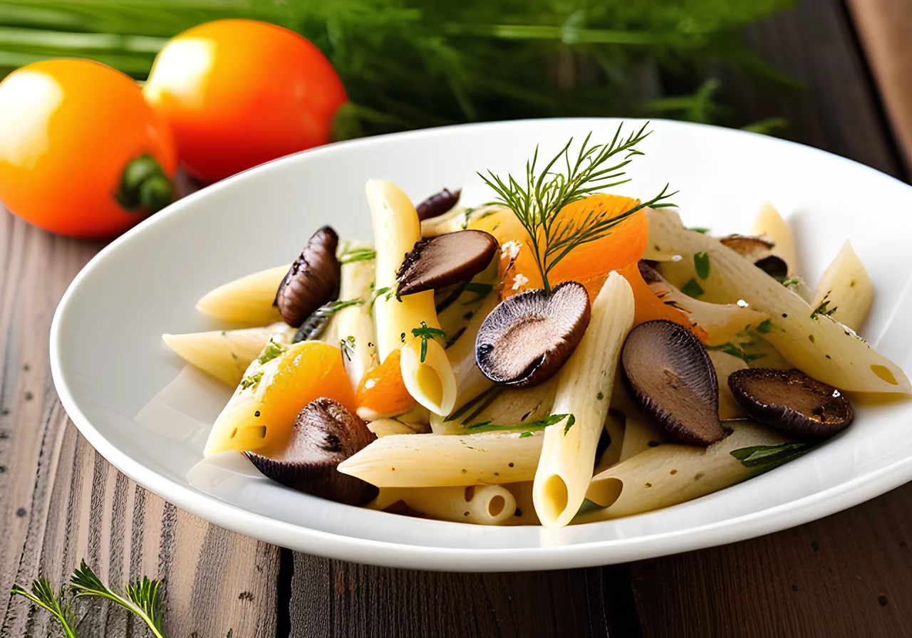 Pasta Salad with Shiitake Mushrooms and Lemon Dressing